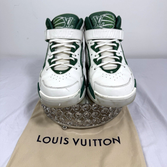 Louis Vuitton Trainer 2 Sneakers Boot White Green size USA 9 Vintage Basketball - Picture 3 of 11
